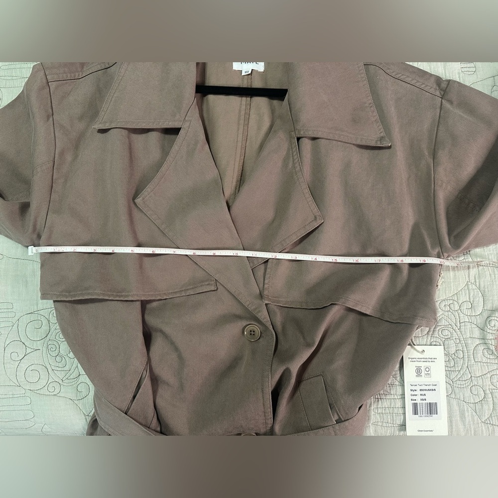 MATE the Label Tencel Twill Trench Coat Sz XS/S Mushroom Brown - Picture 8 of 11